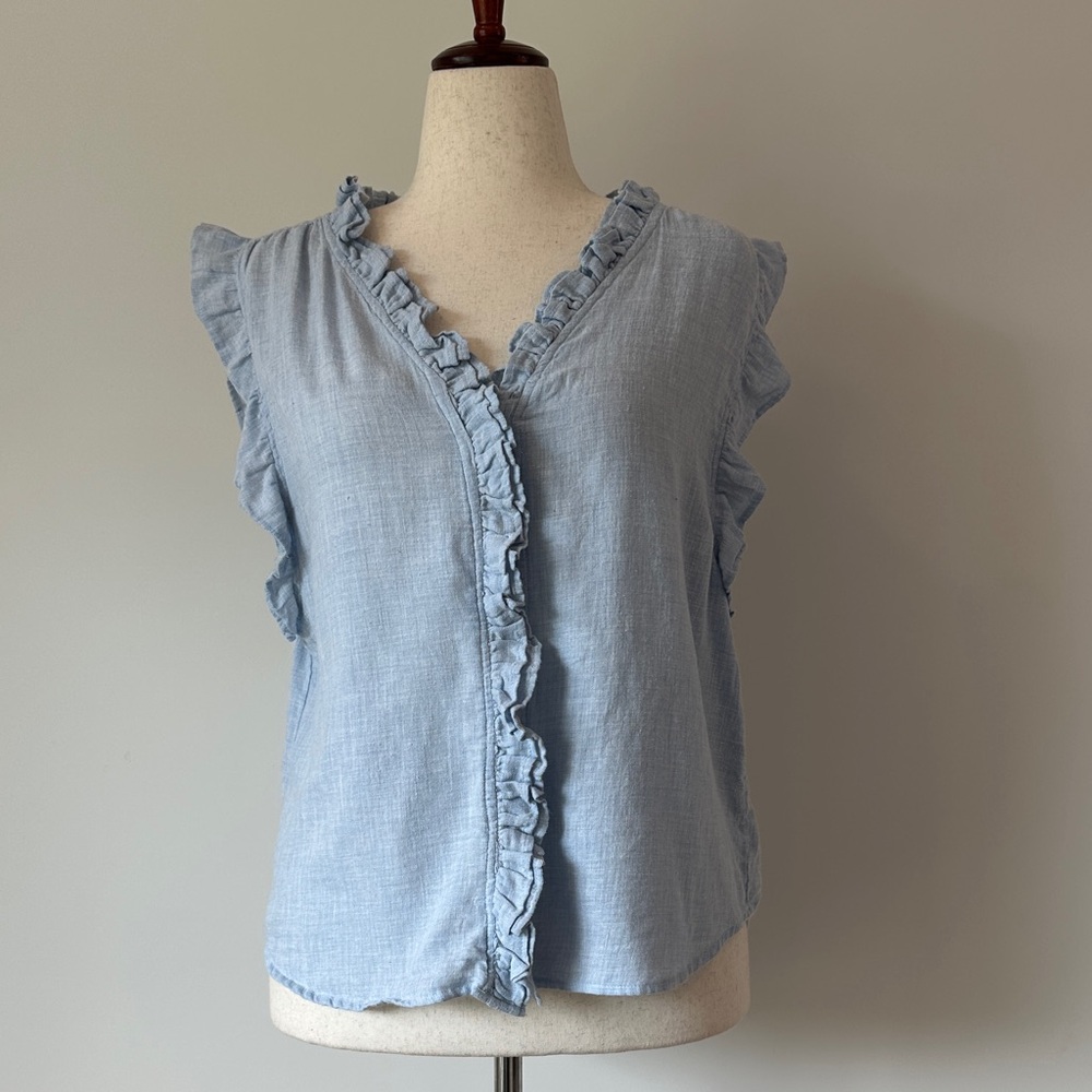 Dylan Sky Blue Soft Ruffled Blouse
